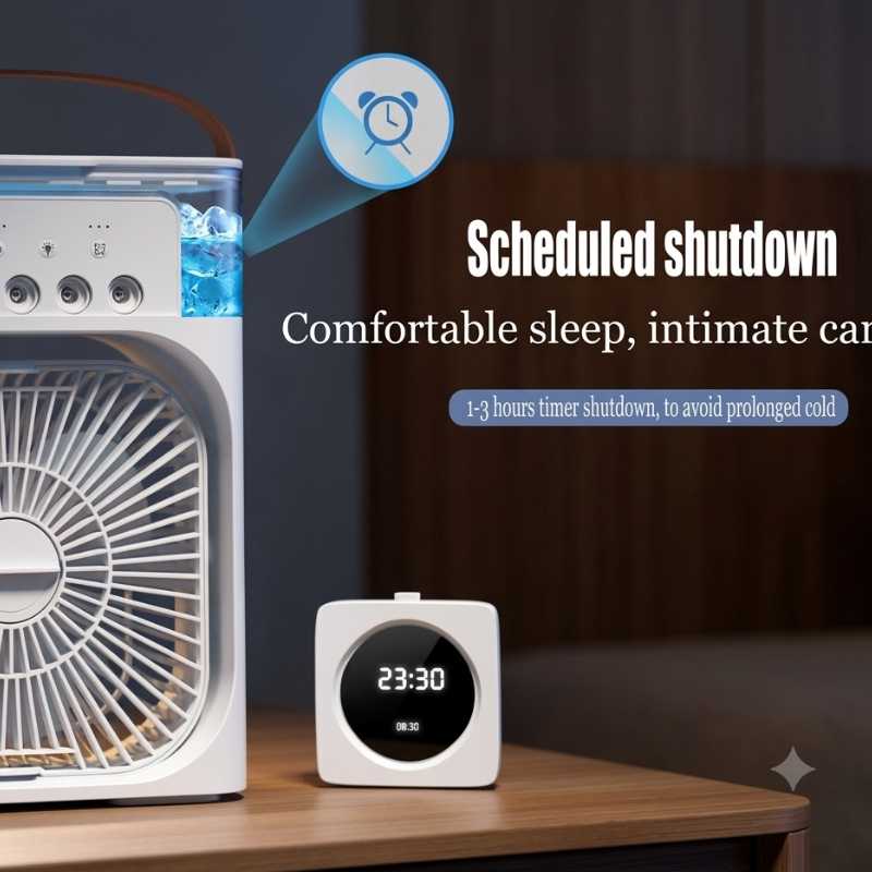 Cooling Fan with Ice — Portable Mini Air Cooler with  Removable Water Tank |